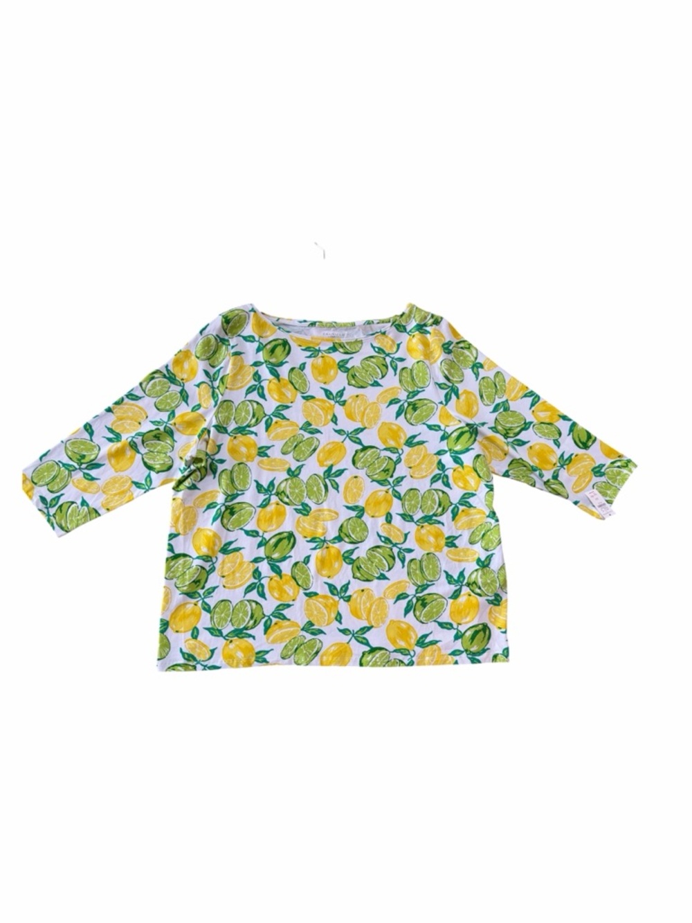 🍋 TALBOTS NWT Citrus Lemon Lime Bateau Neck Tee 3X Plus